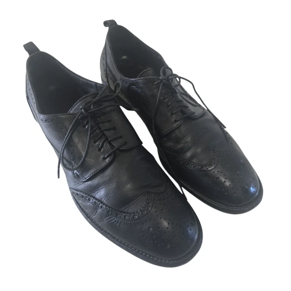 Alexander Mqueen Wingtip Black Leather Oxford Shoes EU42 US9
